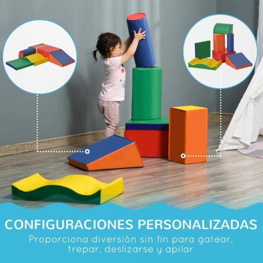 Juego de 7 Bloques de Espuma para Niños 1-3 Años Bloques Psicomotricidad Juguetes de Construcción 60x40x11 cm Multicolor [3]