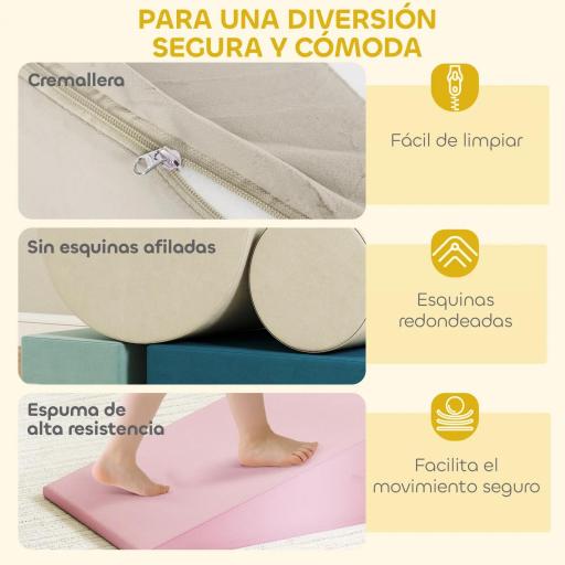 Juego de 5 Bloques de Espuma para Niños con Fundas Extraíbles Bloques de Psicomotricidad para Escalar y Gatea Multicolor  [3]
