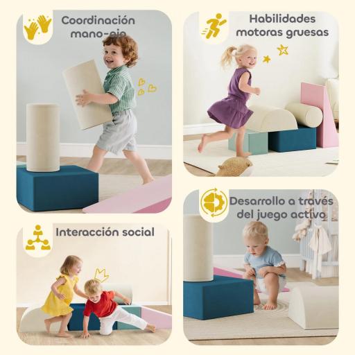 Juego de 5 Bloques de Espuma para Niños con Fundas Extraíbles Bloques de Psicomotricidad para Escalar y Gatea Multicolor  [2]