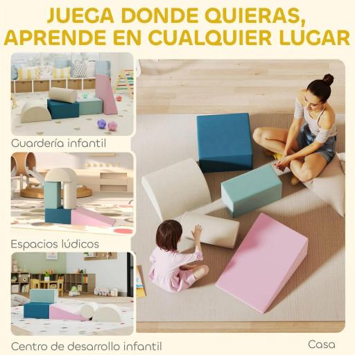 Juego de 5 Bloques de Espuma para Niños con Fundas Extraíbles Bloques de Psicomotricidad para Escalar y Gatea Multicolor  [4]