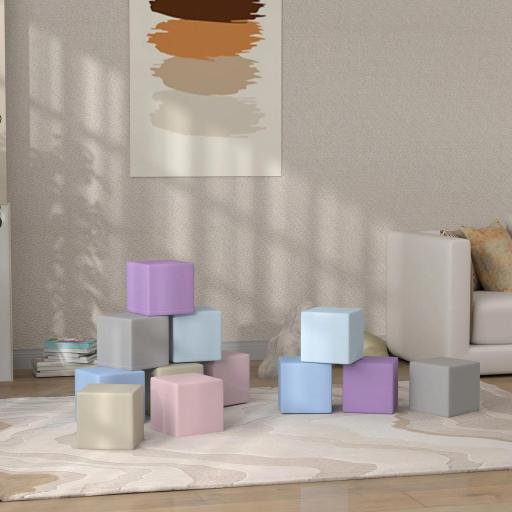 Bloques blandos, 12 bloques de 20x20x20 cm, fáciles de limpiar, seguros para niños, para 1-3 años, de piel sintética [5]