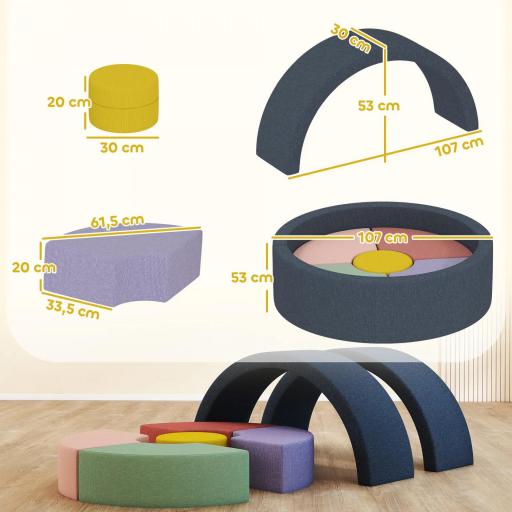 Set motricidad 7 piezas para 3-6 años Circuito de motricidad para bebé 107×107×30 cm multicolor [1]