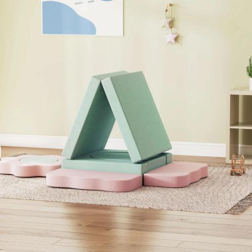 Conjunto de 12 bloques de espuma para trepar, construir, gatear, colchonetas de juego en interiores con diseño de cordón, Verde+Rosa [3]