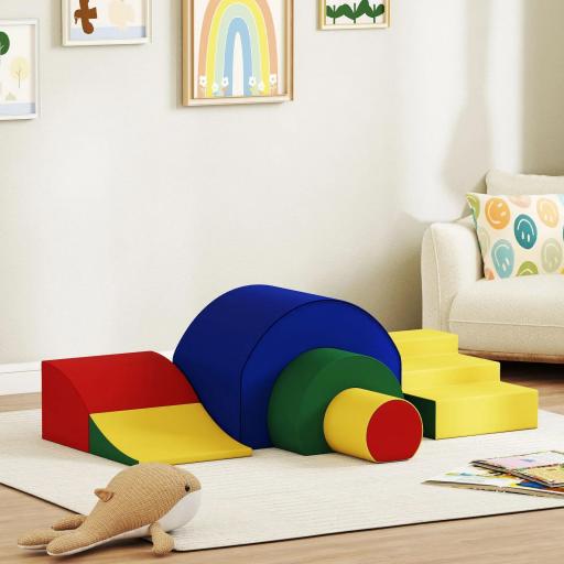 Set de 5 bloques blandos para bebés y niños pequeños, espuma, cuero artificial, 5 formas creativas, set interior para trepar