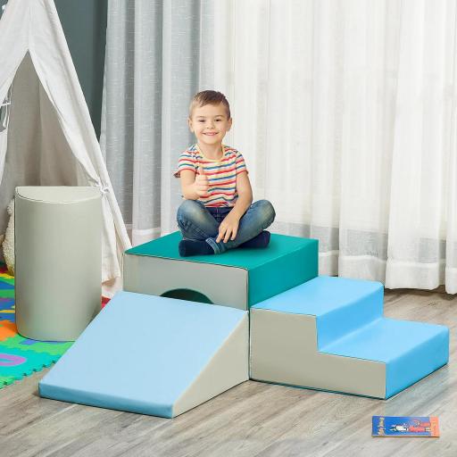 Juego de 4 Bloques de Espuma para Niños de 1-3 Años Figuras de Construcción Juguete para Aprendizaje Infantil Bloques Psicomotricidad Tapizados en PU 150x50x39 cm Multicolor