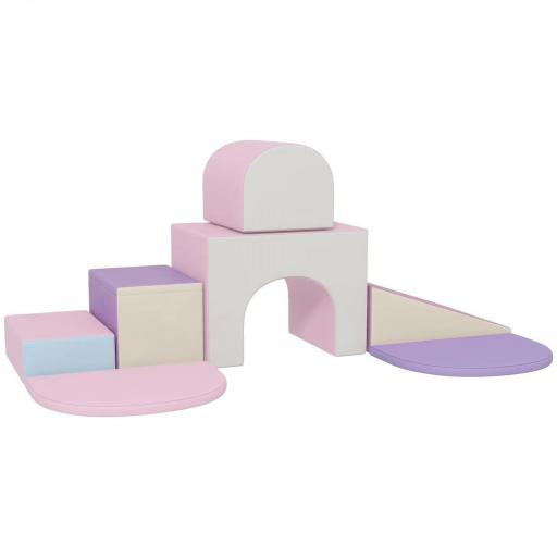 Juego de 7 Bloques de Espuma para Niños Bloques de Construcción Figuras de Construcción para Escalar y Gatear Rosa [2]