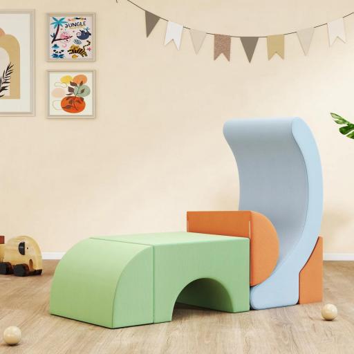 Set de 5 Bloques Blandos para Niños, para Escalar, Gatear, Construir, Ligeros, de Cordón, Espuma, Multicolor