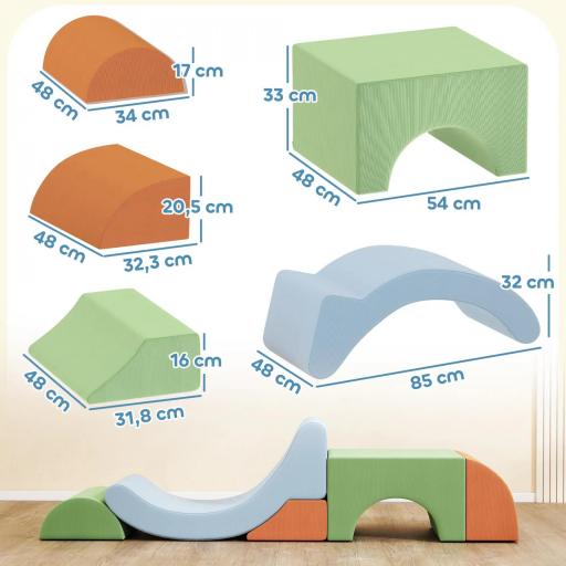 Set de 5 Bloques Blandos para Niños, para Escalar, Gatear, Construir, Ligeros, de Cordón, Espuma, Multicolor [3]