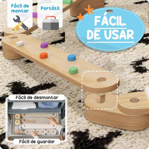 Juego de Viga de Equilibrio de Madera para Niños de +3 Años para Entrenamiento de Equilibrio Multicolor [2]