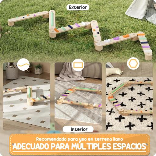 Juego de Viga de Equilibrio de Madera para Niños de +3 Años para Entrenamiento de Equilibrio Multicolor [1]