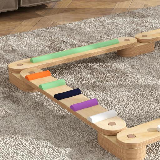 Juego de Viga de Equilibrio de Madera para Niños de +3 Años para Entrenamiento de Equilibrio Multicolor [6]