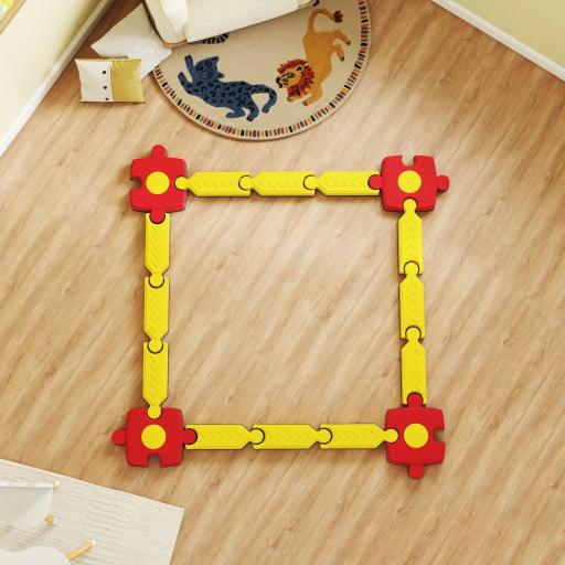 Juego de Barras de Equilibrio Infantiles con 12 Segmentos y 4 Conectores Antideslizantes, Amarillo y Rojo [5]