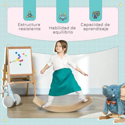 Tabla de Equilibrio para Niños de +3 Años Carga 50 kg para Entrenamiento Sensorial Equilibrio 90x29x19 cm Natural [3]