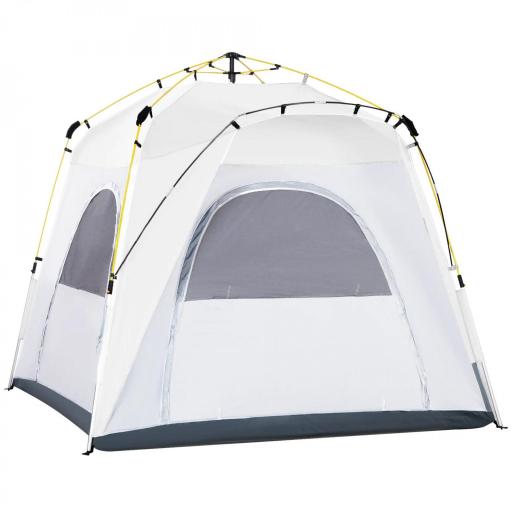 Tienda de Camping Emergente Instantánea con 4 Ventanas 2 Bolsillos y Bolsa de Transporte 240x240x199 cm Gris y Blanco [9]