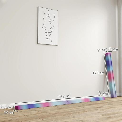 Barra de Equilibrio Gimnasia Plegable 236 cm Barra de Gimnasia Artística para Niños Entrenamiento en Casa Multicolor [3]