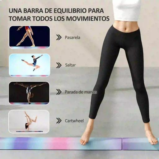 Barra de Equilibrio Gimnasia Plegable 236 cm Barra de Gimnasia Artística para Niños Entrenamiento en Casa Multicolor [7]