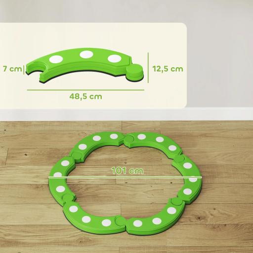 Tabla de Equilibrio para Niños de +3 Años con 6 Piedras de Equilibrio Puntos Táctiles para Interiores y Exteriores Verde [6]