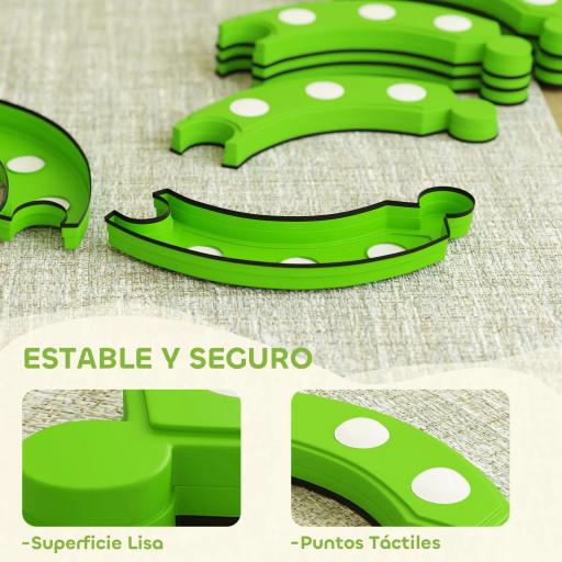 Tabla de Equilibrio para Niños de +3 Años con 6 Piedras de Equilibrio Puntos Táctiles para Interiores y Exteriores Verde [3]