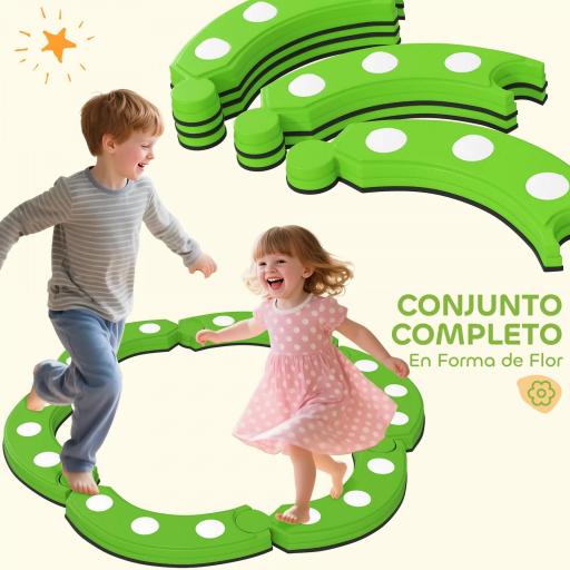 Tabla de Equilibrio para Niños de +3 Años con 6 Piedras de Equilibrio Puntos Táctiles para Interiores y Exteriores Verde [1]