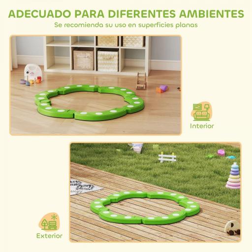 Tabla de Equilibrio para Niños de +3 Años con 6 Piedras de Equilibrio Puntos Táctiles para Interiores y Exteriores Verde [9]