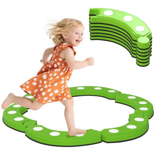 Tabla de Equilibrio para Niños de +3 Años con 6 Piedras de Equilibrio Puntos Táctiles para Interiores y Exteriores Verde [10]