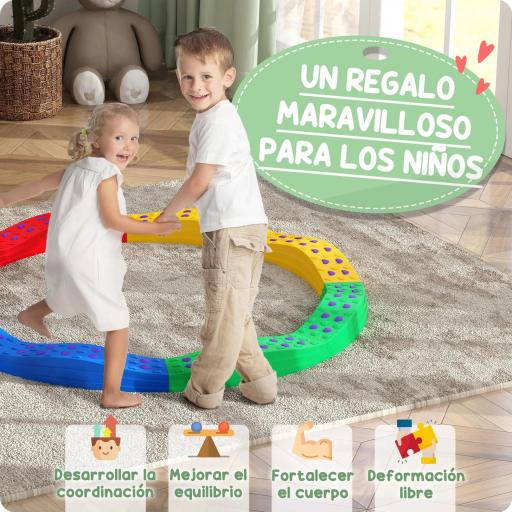 Vigas de Equilibrio para Niños de +3 Años de 8 Piezas Base Antideslizante para Entrenamiento de Equilibrio Multicolor [3]