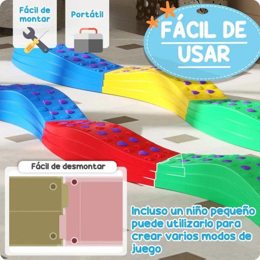Vigas de Equilibrio para Niños de +3 Años de 8 Piezas Base Antideslizante para Entrenamiento de Equilibrio Multicolor [5]