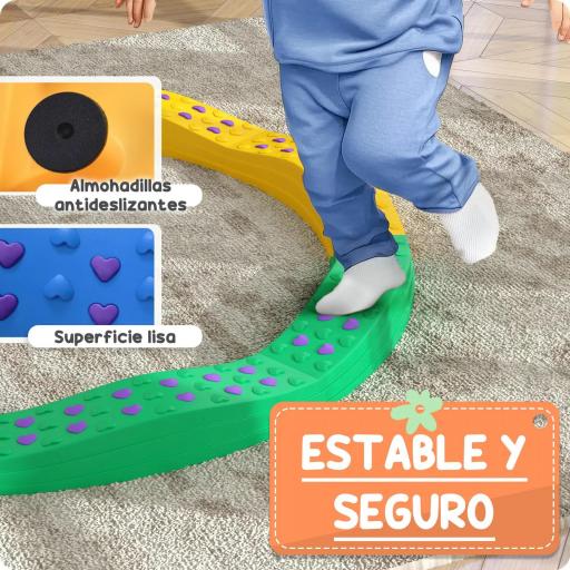 Vigas de Equilibrio para Niños de +3 Años de 8 Piezas Base Antideslizante para Entrenamiento de Equilibrio Multicolor [1]