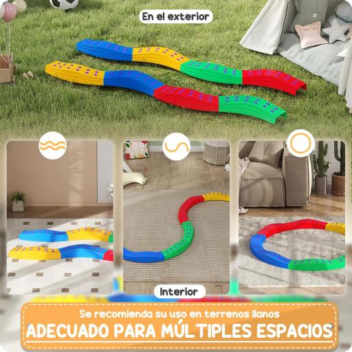 Vigas de Equilibrio para Niños de +3 Años de 8 Piezas Base Antideslizante para Entrenamiento de Equilibrio Multicolor [4]