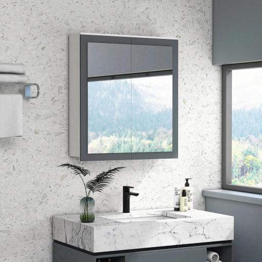 Armario de Baño con Espejo Armario de Baño para Colgar con 2 Puertas de Vidrio y Estantes Ajustables 69x17x75,5cm Blanco