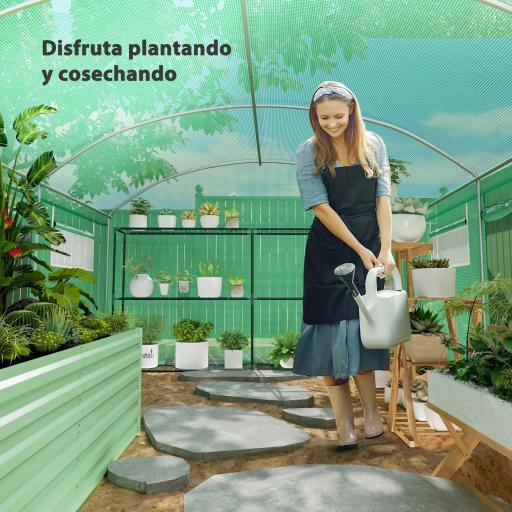 Invernadero de Túnel 4x3x2 m con 6 Ventanas 3 Puertas Enrollables Cubierta de PE y Estructura de Acero Galvanizado Verde [6]