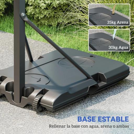 Canasta de Baloncesto Ajustable de 146-236 cm con Ruedas y Base Rellenable con Agua o Arena Tablero Irrompible Negro [4]