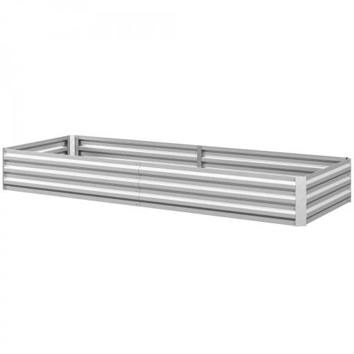 Jardinera Exterior Grande Rectangular de Acero Galvanizado para Terraza con Base Abierta 241x90,5x30 cm Plateado [9]