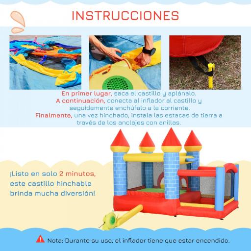 Castillo Hinchable para Niños con Tobogán Cama de Salto Inflador y Bolsa de Transporte para Interior y Exterior 280x260x210 cm Multicolor [5]