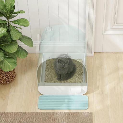 Arenero para Gatos Caja de Arena Cerrada para Gatos con Bandeja Extraíble Pala y Filtro 43x44x47 cm Verde [6]