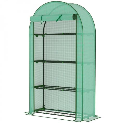 Invernadero de Exterior con 4 Estantes Puerta Enrollable Cubierta de PE y Marco de Acero 105x45x160 cm Verde [9]