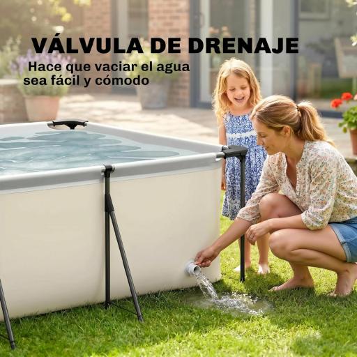Piscina Desmontable Tubular 394,5x208,3x80,5 cm 6075 L con Marco Metálico Parche de Reparación sin Depuradora Gris [7]