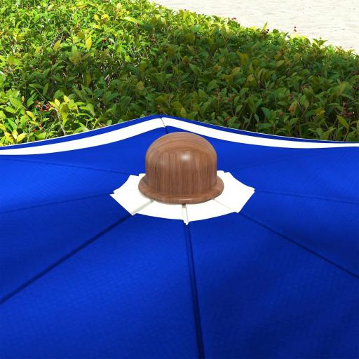 Sombrilla de Playa con Flecos Ø190x210 cm con Protección UV40+ Antiviento Impermeable Bolsa de Transporte Azul y Blanco [4]
