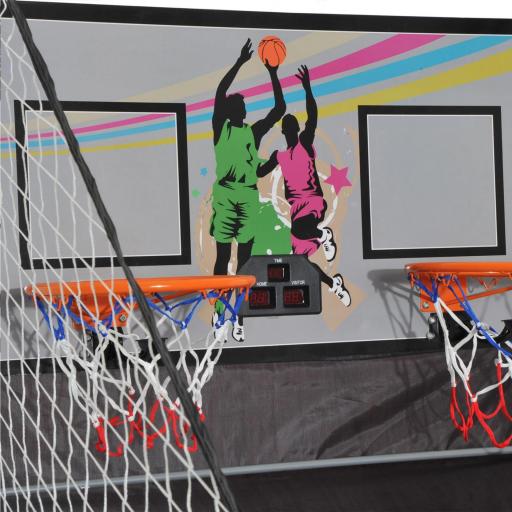Juego de Canastas Plegable, Máquina de Baloncesto Juguete Contador y Marcador Electrónico, con Soporete de Acero, Red, Cesta de Baloncesto, 4 Baloncestos, 205x110x205 cm [3]