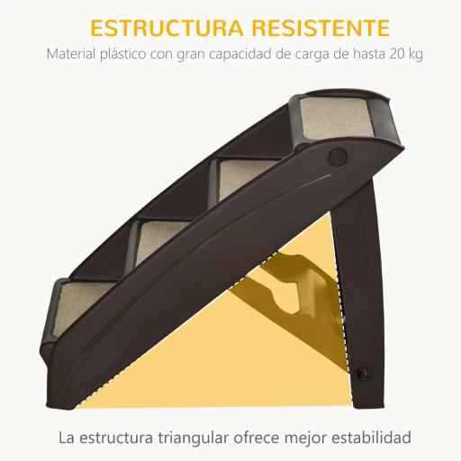 Escalón para Perros Gatos Portátil con Alfombras Antideslizantes para Cama Sofá Carga 20 kg 62x38x49,5 cm Marrón [5]