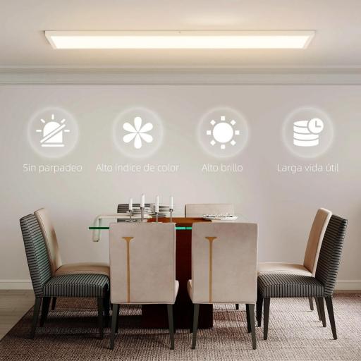 Juego de 4 Lámparas de Techo Color Regulable con Interruptor DIP y de Pared 3000K/4000K/6000K 120x30x3,7 cm Blanco [6]