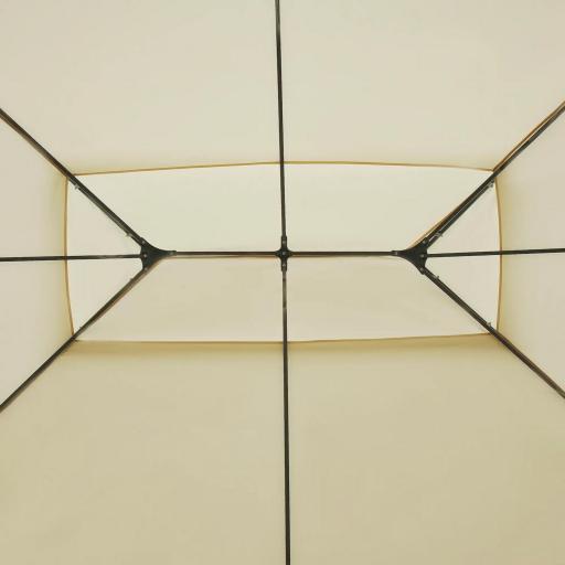 Gazebo de Exterior 3x4 m con Paredes Laterales Doble Techo 6 Puertas con Cremallera y 8 Orificios de Drenaje Crema [6]