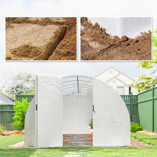Invernadero de Túnel 6x3x2 m con Puerta con Bisagras 12 Ventanas de Malla y Estructura de Acero Galvanizado Blanco [6]