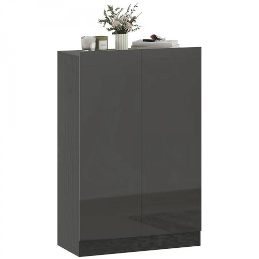 Zapatero Entrada Recibidor con 2 Puertas con Cierre Suave y Estantes Ajustables para 20 Pares de Zapatos Negro Brillo [9]