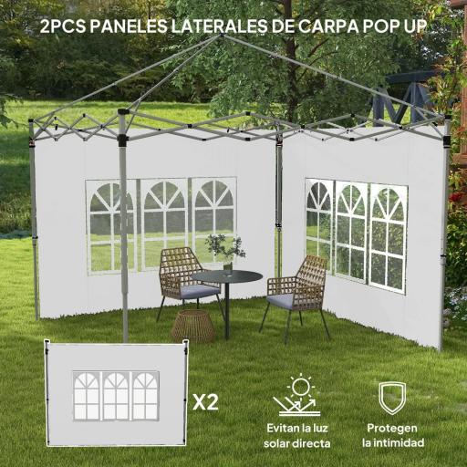 Paredes Laterales para Carpa de 3 x 3 / 3 x 4 m 2 Paneles de Tela Oxford de 295x195 cm con Ventana para Fiestas Blanco [2]