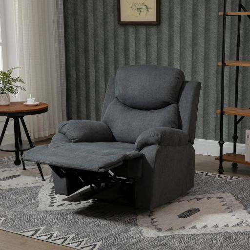 Sillón Reclinable Manualmente 150 Grados con Reposabrazos y Reposapiés Acolchado Grueso de Esponja Soporta hasta 150 kg 97x96x105,5 cm Gris [8]