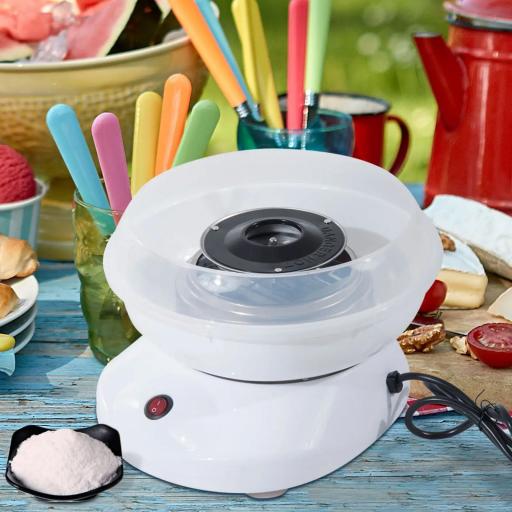 Máquina de Algodón de Azúcar de Uso doméstico de Polipropileno Acero Inox. y Aluminio 450W-550W 27x26x18cm Blanco