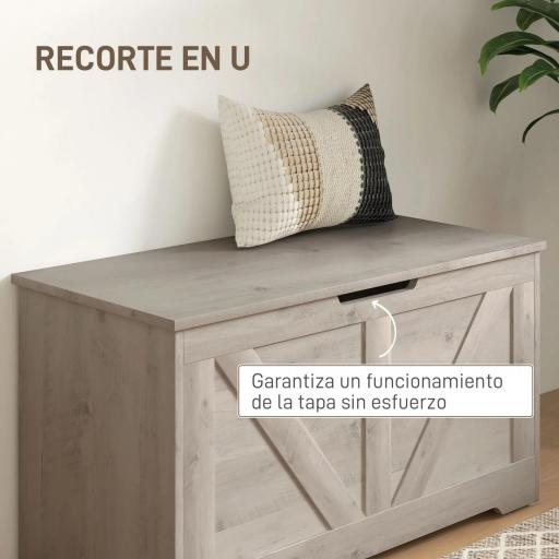 Baúl de Almacenaje para Dormitorio 100 L Puff de Almacenaje con Tapa Bisagra de Seguridad 80x40x45 cm Gris [2]