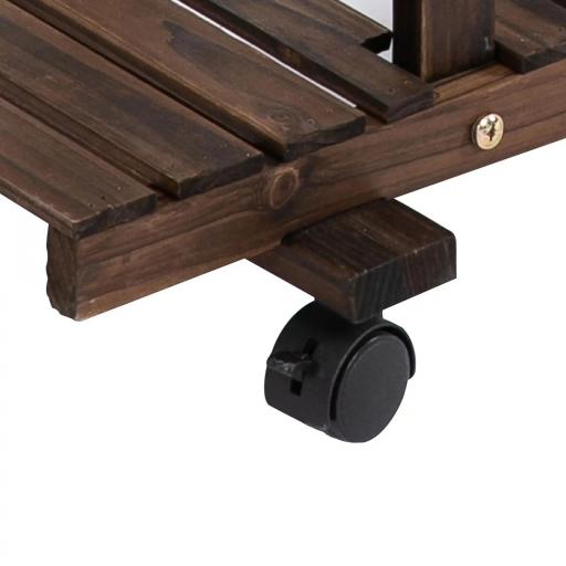 Soporte para Plantas de 4 Niveles con Ruedas Soporte para Macetas para Interiores y Exteriores 123,5x33x80 cm Marrón [6]