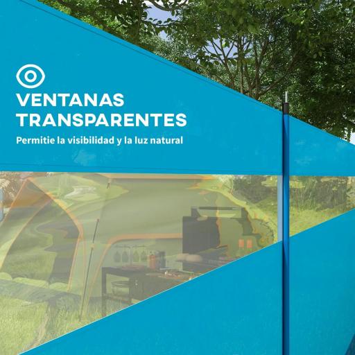 Cortavientos para Camping de 725 cm con Panel Transparente Postes de Acero, Estacas y Bolsa de Transporte para Exterior [2]
